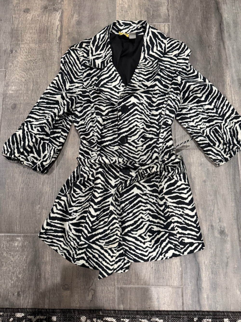 Emma James Zebra Print Button-Front Tie Waist Tunic